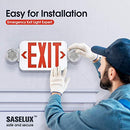 SASELUX Red Led Exit Sign Emergency Light Combo Adjustable Two Head - B08RX25QJT - Brand New