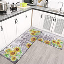 U'Artlines 2Pcs Kitchen Rug Runner Set Anti Fatigue Sunflower Mats - Offwhite - Brand New