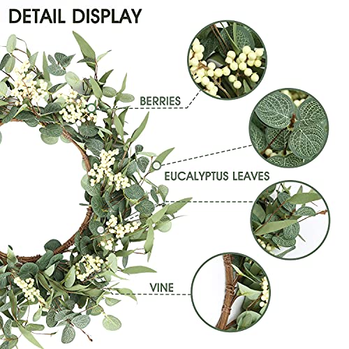 Pinkpum 20'' Eucalyptus Wreath for Front Door, Porch, Window - Green Decor - Like New