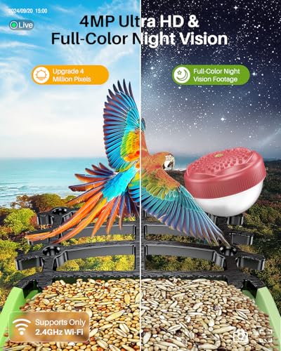 OPOWO Bird Feeder Camera2K HD AI Identify Smart Bird House Solar Powered - Green - Like New