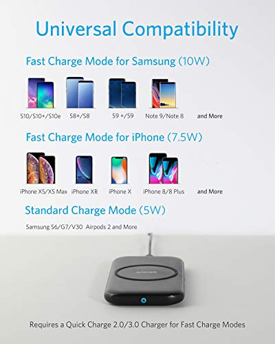 Anker Wireless Charger, PowerWave Base Pad, Qi-Certified, 7.5W for iPhone 11, 11 - Like New