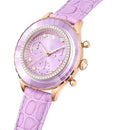 SWAROVSKI OCTEA CHRONO WATCH, SWISS MADE, LEATHER STRAP, GOLD-TONE FINISH - Like New