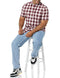 AMAZON ESSENTIALS MEN'S SLIM-FIT POPLIN SHIRT - SIZE: MEN M - RED CHECKED - Brand New