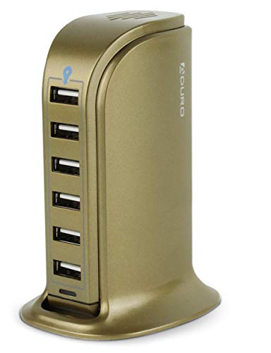 Aduro 40W 6-Port USB Desktop Charging Station Hub Wall Charger (Gold) Like New