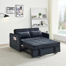GENERIC 55.5" TWINS PULL OUT SOFA BED BLACK VELVET W1097104078 - BLACK - Like New