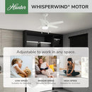 HUNTER BARDOT CEILING FAN MODERN 5 BLADES 44 INCH FRESH WHITE - WHITE - Like New