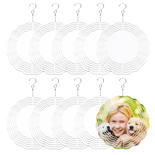 10PCS Sublimation Wind Spinner Blanks 3D Aluminum Wind Spinners 10 Inch - Like New