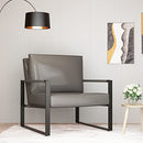 Recaceik Leather Accent Chairs Midcentury Modern Armchair Ergonomic - Grey - Like New