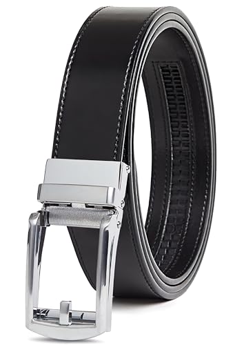 CARLO FELLINI GENUINE LEATHER RATCHET MEN ONE SIZE ADJUSTABLE - SILVER/BLACK - Like New