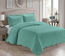 Home Collection 3 Piece Over Size Coverlet Bedspread New Aqua Blue Full/Queen - Brand New
