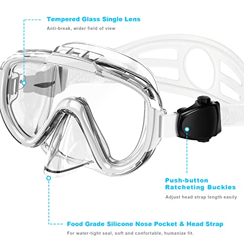 Zipoute Snorkel Dry Top Snorkeling Gear Panoramic Anti-Leak M61019 - White Like New