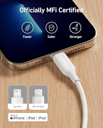ANKER POWERLINE III LIGHTNING CABLE USB A (6FT,WHITE) A8813 - WHITE - Like New