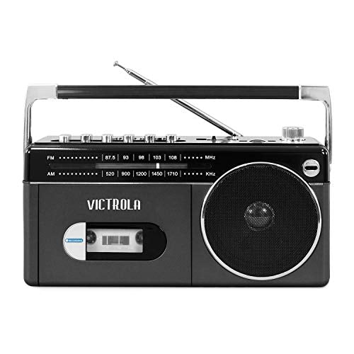 VICTROLA BLUETOOTH BOOMBOX CASSETTE PLAYER AM/FM RADIO - GREY - Like New