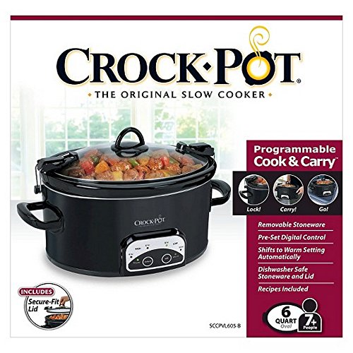 CROCK-POT PROGRAMMABLE 6 QUART SLOW COOKER BLACK 2125185 - Like New