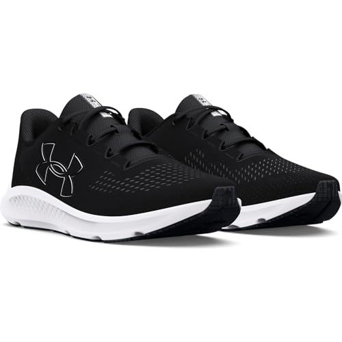 Under Armour Women's Charged Pursuit 3 Big Logo Black/Black/White Size 7 Like New