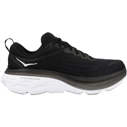 1127954 Hoka Women's Bondi 8 Sneaker, Black/White, Size 7.5 Wide - Like New