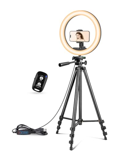 UBeesize 12" Ring Light Stand Selfie Ring Light, 50" Extendable, TBC001 - Black Like New