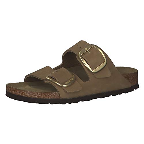 1017951 BIRKENSTOCK ARIZONA BIG BUCKLE NUBUCK NARROW SANDALS MUD GREEN SIZE 10 - Like New