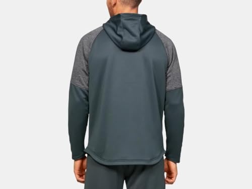 UNDER ARMOUR MEN'S QUALIFIER FLEECE HOODED ANORAK BICOLOR, STEALTH/ GRAY - LARGE Like New