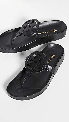 81032 TORY BURCH WOMEN'S MILLER CLOUD SANDALS PERFECT BLACK SIZE 9 Like New