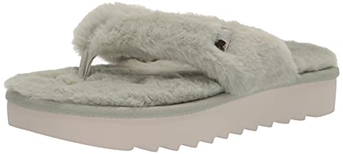 1118580 KOOKABURRA BY UGG FURR-EE FAUX FUR THONG SANDALS SIZE 11, Desert SAGE - Like New