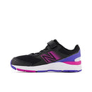 YA680BP6 New Balance 680 V6 Hook & Loop Shoe, Black/Pop/Aura, Size 7W Big Kid - Like New