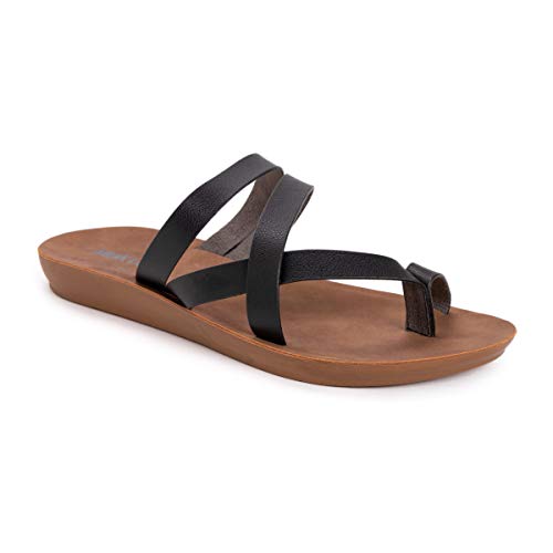 1200105-001 MUK LUKS WOMEN'S ABOUT TOWN SANDAL SLIDE BLACK SIZE 11 - Like New