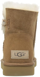 1016422 UGG MINI BAILEY BUTTON II BOOT FLEECE LINED, WOMENS SIZE 7 - CHESTNUT Like New