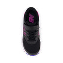 YA680BP6 New Balance 680 V6 Hook & Loop Shoe, Black/Pop/Aura, Size 7W Big Kid - Like New