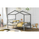 BED BATH & BEYOND FULL SIZE WOOD HOUSE BED WITH STORAGE - SPACE GRAY - Like New
