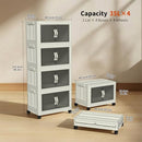 CETOMO 35L*4 PLASTIC FOLDABLE STORAGE BOXES WITH LID FOLDING STORAGE CABINET - Like New