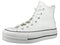 560846C CONVERSE WOMEN CHUCK TAYLOR ALL STAR HIGH-TOP SHOE, SIZE 9.5 WHITE/BLACK Like New