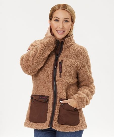 CANADA WEATHER GEAR WOMEN'S SHERPA JACKET - LARGE - TOFFEE, 0LCW874EC - Brand New