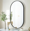 XRAMFY 17IN. W X 30IN. H OVAL CLASSIC ALUMINUM ALLOY FRAMED WALL MIRROR - BLACK - Like New