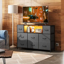 WLIVE TV STAND FOR 45, 50, 55 INCH TV, LED LIGHTS & CHARGING STATION - DARK GRAY - Like New