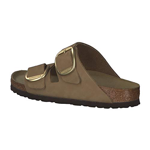 1017951 BIRKENSTOCK ARIZONA BIG BUCKLE NUBUCK NARROW SANDALS MUD GREEN SIZE 10 - Like New