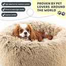 Inspaws Calming Dog Bed Medium Large Dogs Donut Cuddler Cat Bed Shag Latte - Brand New