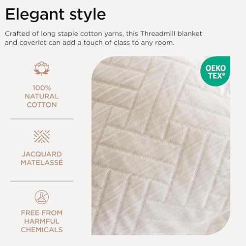 Threadmill Luxury Cotton Blankets All-Season 100% Cotton Coverlet Fits Full Bed - Like New