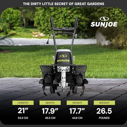 SUN JOE ELECTRIC CORDED GARDEN TILLER & CULTIVATOR STEEL TINES 16-inch - BLACK - Like New