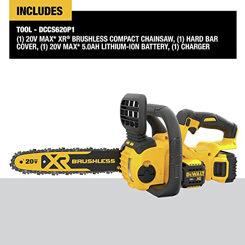 DEWALT DCCS620P1 20V MAX XR CHAINSAW KIT 5AH 12" - YELLOW BLACK - Like New