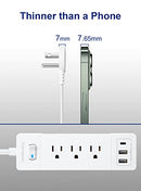 LEADCHUANG 1875W POWER STRIP ULTRA-FLAT PLUG EXTENSION CORD USB C PORTS - WHITE Like New