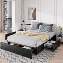Allewie Queen Size Platform Bed Frame with 3 Storage Drawers, Faux Leather - Like New