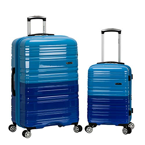 Rockland Melbourne Hardside Expandable Spinner Wheel Luggage, 2TONEBLUE, 2 Piece Like New