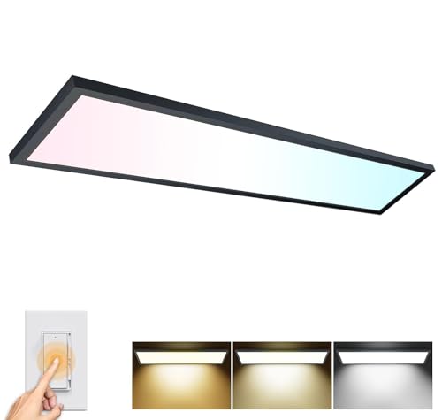 AIKVSXER 6 PACK 50W 5500LM 1X4 LED FLAT PANEL LIGHT SURFACE Mount Light - BLACK - Like New