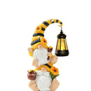 GNOME SOLAR BEE GARDEN GNOMES WITH LED LANTERN - YELLOW BLACK - Like New