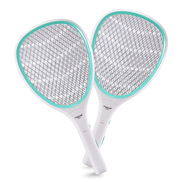 FAICUK 2 PACK BUG ZAPPER RACKET ELECTRIC FLY SWATTER - WHITE/LIGHT GREEN - Like New