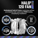 COOLER MASTER MF120 HALO² AIR COOLER FAN 120MM FAN Dual-Loop ARGB - WHITE - Brand New
