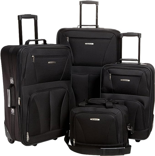 Rockland Journey Softside Upright Luggage Set 4-Piece 14/19/24/28 F32 - BLACK Like New