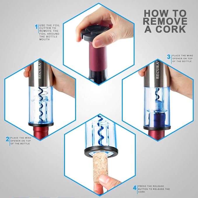 SECURA ELECTRIC WINE BOTTLE OPENER, FOIL CUTTER CORDLESS, - Scratch & Dent