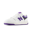 BB480LPB NEW BALANCE UNISEX BB480 V1 SNEAKER, SIZE 17M/18.5W, WHITE/PURPLE/BLACK Like New